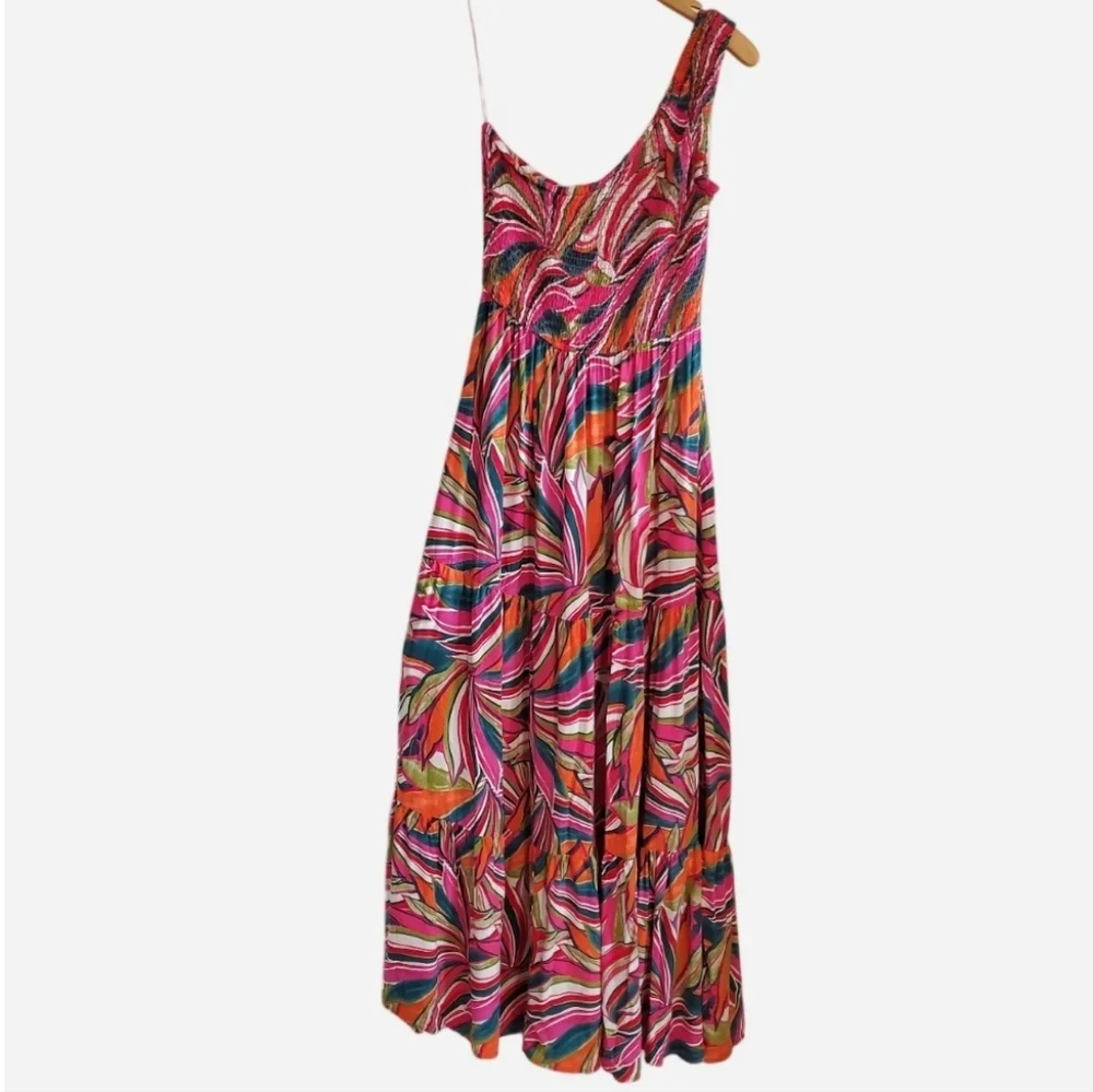 Abel The Label Kelissa One Shoulder Tiered Maxi Dress Beachy Boho Resortwear